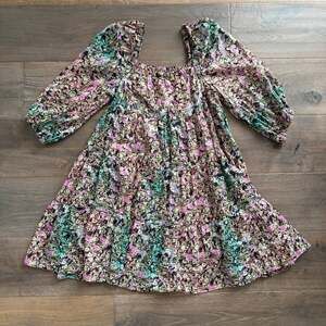 J.CREW Puff Sleeve Casual Beach Dress Watercolor Floral 💗 Fairy, Boho 💗 XSmall